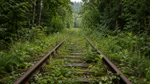 Overgrown Railway Through the Forest