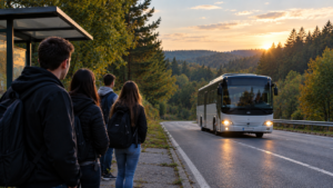 Sunset Bus Stop in the Forest